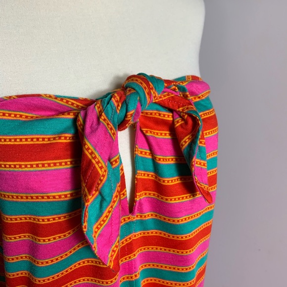 Kenzo Paris red pink green stripe strapless dress - Picture 3 of 10